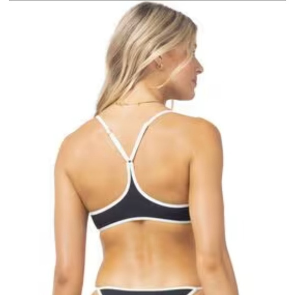 L*Space Pamela Bikini Top in Black Cream Size Small NWT Racerback - Picture 2 of 6